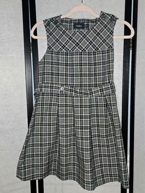 Parker Girls Child Grey Green Yellow Plaid School Uniform Jumper Size 8 Academia